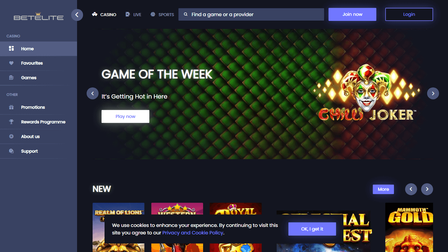 BetElite Casino Desktop screenshot